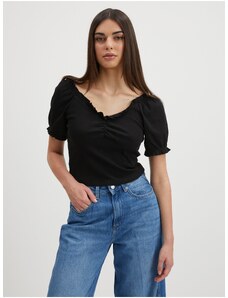 Černý crop top Pieces Tegan - Dámské