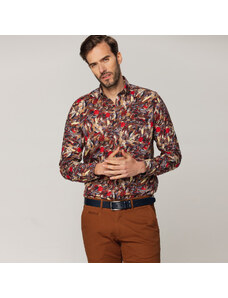 Willsoor Pánská klasická košile s barevným vzorem květin a listí 15095
