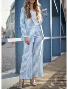 Glamorous by Glam Dámský komplet sako a kalhoty s pruhy - světle modrá