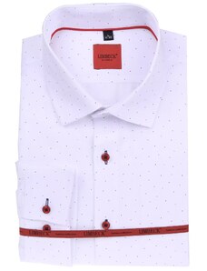 Limbeck bílá košile s jemným modrým a červeným vzorem