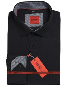 Limbeck černá strukturovaná košile s šedými prvky