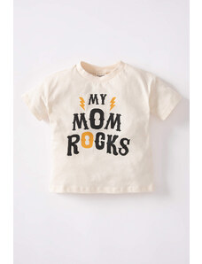 DEFACTO Baby Boy Slogan Printed Combed Cotton Short Sleeved T-Shirt