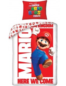 Halantex Ložní povlečení Super Mario - motiv Mushroom Kingdom, here we come! - 100% bavlna - 70 x 90 cm + 140 x 200 cm
