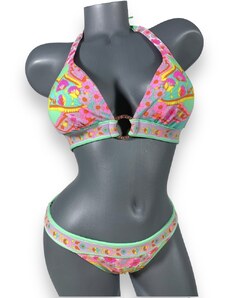 Victoria's Secret Plavky Green Paisley Halter set