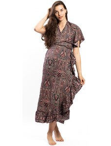 Indie Dámské šaty dlouhé MAYA růžovo-šedé