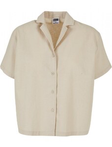 URBAN CLASSICS Ladies Linen Mixed Resort Shirt - softseagrass