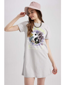 DEFACTO Regular Fit Crew Neck Combed Short Sleeve Dress