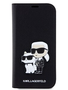 Ochranné pouzdro pro iPhone 12 / 12 Pro - Karl Lagerfeld, Saffiano Karl and Choupette NFT Book Black