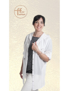 Fart Kaptur - dámská letní bílá košile s kapucí z lehké bavlny