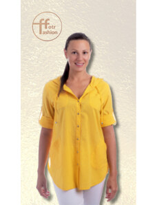 Fart Kaptur - dámská letní žlutá košile s kapucí z lehké bavlny