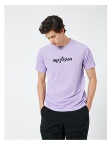 Koton Slogan Printed T-shirt with a Crew Neck, Short Sleeves, Slim Fit.
