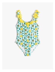 Koton Swimsuit with Applique Detailed Lemon Print, Thick Straps.