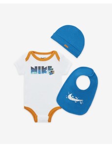 Nike ksa coral reef hat, bodysuit & bib 3-piece set WHITE