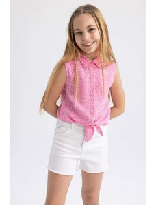 DEFACTO Girl Regular Fit Patterned Short Sleeve Shirt