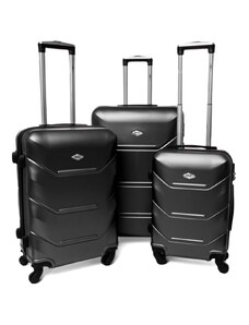 Rogal Černá sada 3 luxusních skořepinových kufrů "Luxury" - vel. M, L, XL