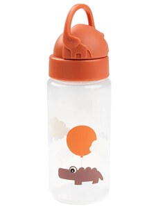 Oranžová plastová láhev s brčkem Done by Deer Happy clouds 350 ml