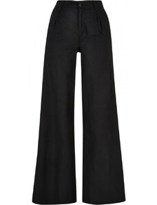 URBAN CLASSICS Ladies High Linen Mixed Wide Leg Pants - black