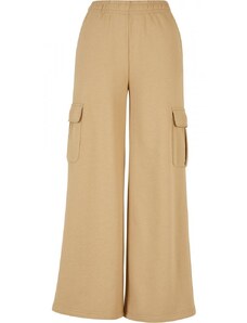 URBAN CLASSICS Ladies Highwaist Wide Leg Cargo Terry Pants - unionbeige