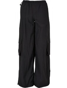URBAN CLASSICS Ladies Wide Crinkle Nylon Cargo Pants - black