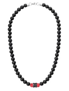 Manoki Korálkový náhrdelník Jean - 8 mm onyx, královský červený Jaspis