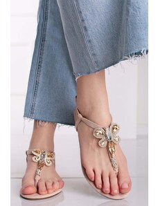 Ideal Béžové nízké sandály s kamínky Lizzy