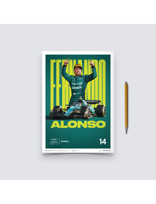 Automobilist Posters | Aston Martin Aramco Cognizant Formula One Team - Fernando Alonso - 2023, Mini Edition, 21 x 30 cm