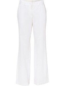 bonprix Tkané kalhoty s udržitelným lnem a pohodlnou pasovkou Bílá