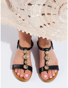 Women's flat sandals black Shelvt
