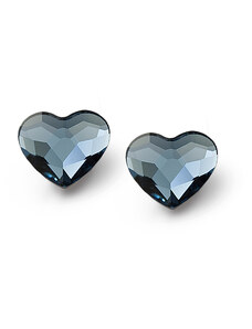 Jewellis ČR Jewellis ocelové náušnice pecky Heart s krystaly ve tvaru srdce Swarovski - Denim Blue