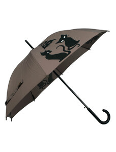 Luxusní dámský holový deštník H.DUE.O- Black Cat, hnědá