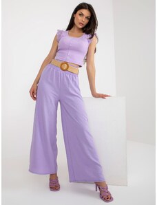 Fashionhunters Světle fialové kalhoty ze vzdušné látky