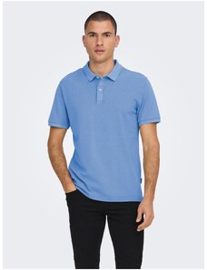 Modré pánské basic polo tričko ONLY & SONS Travis - Pánské