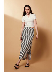 DEFACTO Fitted Ribbed Striped Camisole Maxi Skirt