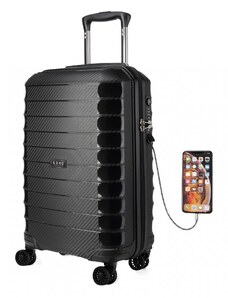 KONO Cestovní kufr - malý s nabíjecím USB portem a TSA zámkem, černý