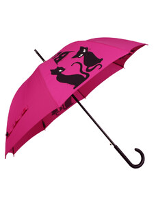 Luxusní dámský holový deštník H.DUE.O- Black Cat, růžová