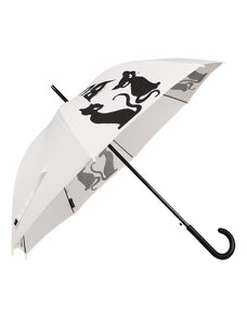 Luxusní dámský holový deštník H.DUE.O- Black Cat, bílá