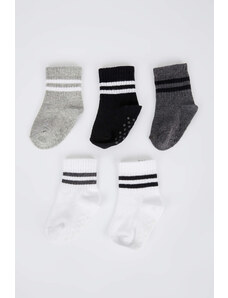 DEFACTO 5 Pack Long Socks For Baby Boys With Non-Slip Soles