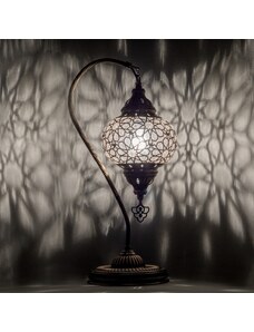 Krásy Orientu Orientální stolní lampa z foukaného skla Melek - Swan - ø skla 16 cm