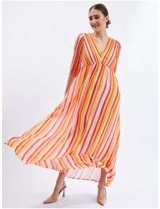 Orsay Růžovo-oranžové dámské pruhované maxi šaty - Dámské