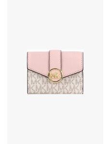 Michael Kors CARMEN medium flap bifold wallet dámská peněženka powder blush monogram