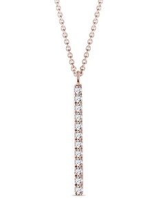 Náhrdelník z růžového zlata s diamantovou tyčinkou KLENOTA K0677014