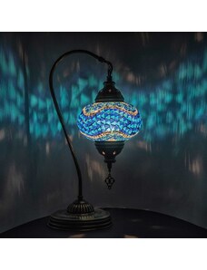 Krásy Orientu Orientální skleněná mozaiková stolní lampa Dalga - Swan - ø skla 16 cm
