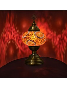 Krásy Orientu Orientální skleněná mozaiková stolní lampa Turuncu - ø skla 16 cm