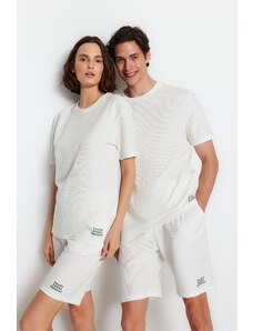 Trendyol Unisex Ecru Regular Fit Knitted Shorts Pajamas Set