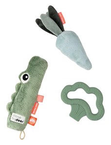 Sada zelených látkových senzorických hraček Done by Deer Tiny Croco