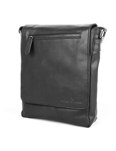 Středně velká pánská kožená crossbody taška GreenWood no. 6308 černá