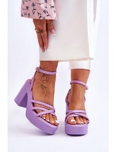 Kesi Módní sandály na vysokém podpatku s pásky fialove Shemira