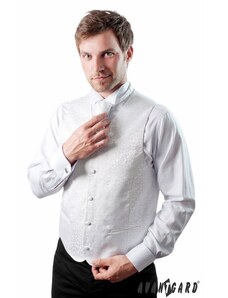 Bílá pánská vesta s jemným třpytivým vzorem (vel. 50)
