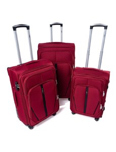 Rogal Tmavě červená sada 3 cestovních kufrů "Practical" - vel. M, L, XL