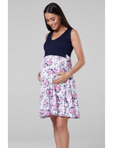 Happy Mama Letní těhotenské a kojící šaty 3v1 Flores s drobnými květy